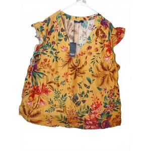 Rachel Roy Women's Yellow Floral Print Blouse Size 3X NWT